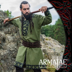 Armatae.shop Tunika Erik mit Leder Grün ALC-8149g 1 von Leonardo Carbone
