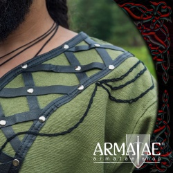 Armatae.shop Tunika Erik mit Leder Grün ALC-8149g 3 von Leonardo Carbone Armatae.shop Tunika Erik mit Leder Grün ALC-8149g 3 von Leonardo Carbone