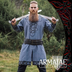 Armatae.shop Tunika Erik mit Leder Blaugrau ALC-8149blgr 2 von Leonardo Carbone Armatae.shop Tunika Erik mit Leder Blaugrau ALC-8149blgr 2 von Leonardo Carbone