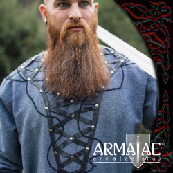 Armatae.shop Tunika Erik mit Leder Blaugrau ALC-8149blgr 3 von Leonardo Carbone Armatae.shop Tunika Erik mit Leder Blaugrau ALC-8149blgr 3 von Leonardo Carbone