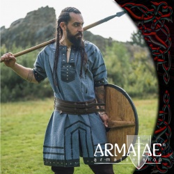Armatae.shop Tunika Rollo mit Leder Blaugrau 8257blgr 1 von Leonardo Carbone