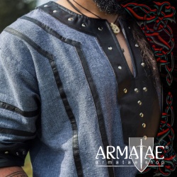 Armatae.shop Tunika Rollo mit Leder Blaugrau 8257blgr 2 von Leonardo Carbone Armatae.shop Tunika Rollo mit Leder Blaugrau 8257blgr 2 von Leonardo Carbone