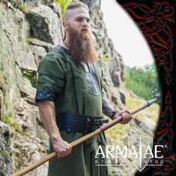 Armatae.shop Tunika Rollo mit Leder Grün 8257g 1 von Leonardo Carbone