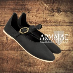 Leonardo Carbone Mittelalter Damenschuhe Cecilie in Schwarz auf https://armatae.shop